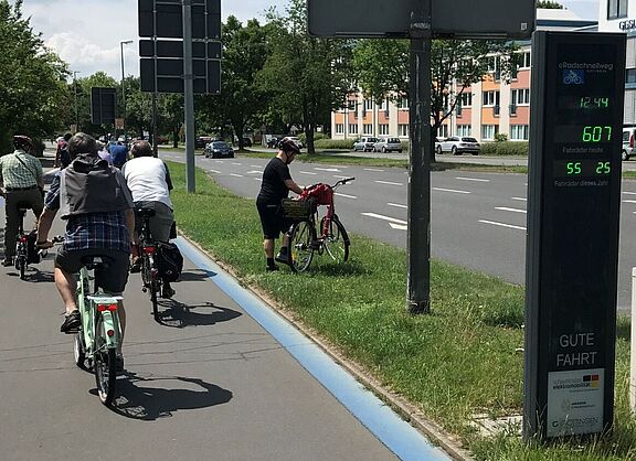 Radschnellverbindung in Göttingen mit Zählsäule